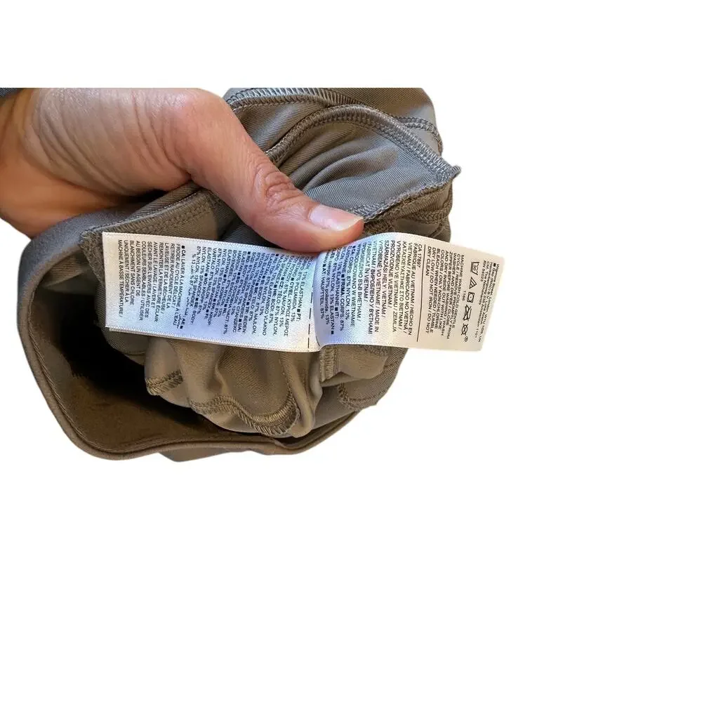 Athleta Delancey Moto Leggings Taupe Zip Pocket Size Small